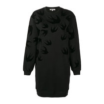 MCQSignature系列黑色燕子图案长款卫衣连衣裙-1000XS黑色 时尚百搭