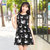 中凰国际名品城 女士精致天鹅印花浪漫连衣裙 HX5003(黑色 M)