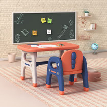 幼儿园桌椅儿童玩具桌椅子套装家用塑料宝宝学习书桌长方形小椅子(恐龙款珊瑚红一桌一椅 默认版本)