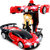 大号1:12一键遥控变形金刚感应变形车玩具兰博基尼新款布加迪汽车机器人玩具(烈焰红色 889-16)