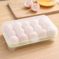 厨房15格冰箱鸡蛋盒保鲜盒塑料便携食品收纳储物盒透明蛋托盒子(绿色2个混装【颜色可联系客服备 默认版本)