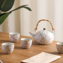 日式创意手绘提梁壶高温陶瓷茶壶茶杯大容量泡茶壶茶具套装