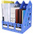 天色文件架 三格塑料文件栏 置物架文件座书立架(蓝色)