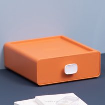 ins风桌面收纳盒抽屉式化妆品盒储物盒小塑料多功能(暮色橙 1个装)