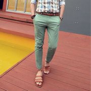 新款韩版男士修身小脚休闲裤(果绿 XL)