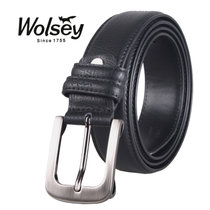 Wolsey金狐狸男士针扣牛皮皮带WF666-3黑色(黑色 均码)