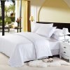素色缎条系列四件套 全棉床单式精梳棉纯棉家纺酒店床上用品(白色 1.2m)