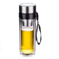 永耐力保温杯玻璃杯厨房用品锅具等系列产品(420ml吊带玻璃杯 黑色)