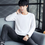 富贵鸟男士2022年新款纯色T恤时尚都市潮流韩版百搭五色青春流行长袖(白色 XL)