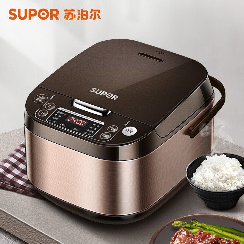 苏泊尔supor电饭煲电饭锅5l容量智能预约炫彩拉丝金属煲体家用智能