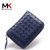 莫尔克（MERKEL）羊皮风琴卡包女式拉链多卡位零钱包韩版编织真皮零钱卡片包证件包(宝蓝色)