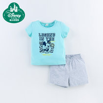 迪士尼宝宝运动狂想曲 短袖套装 男童卡通背心款裤 套装儿童新款夏装(清新绿 80 12-18个月)