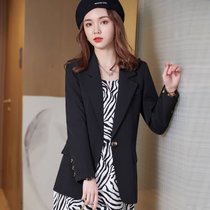 西装外套女春秋职业套装休闲气质修身今年流行大码小西服上衣(黑色 XL)