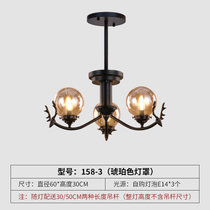 新款现代简约轻奢北欧吊灯客厅魔豆吊灯创意个性鹿头灯卧室餐厅灯(158-3（琥珀色灯罩）)