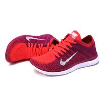 NIKE FREE 赤足4.0跑鞋2016耐克女鞋粉红跑步鞋透气运动鞋学生休闲鞋(酒红紫白)
