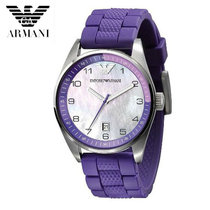 阿玛尼（ARMANI）手表时尚圆型粉红橡胶带 幻彩母贝石英女士腕表AR5880 AR5880 AR5881(AR5881)