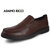 ADAMO RICCI 英伦商务休闲鞋 豆豆鞋真皮休闲男鞋子QZ-8076(褐色 43)