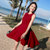 2018新款韩版无袖小个子裙子女夏季名媛气质小香风连衣裙高腰显瘦(红色(如图))(XL)