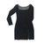 黑色丝绒连衣裙2022新款韩版修身打底裙设计感方领气质复古百搭开叉小黑裙显瘦(XL)