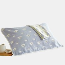 纯棉六层纱布枕巾一对成人50×80清爽情侣枕头盖两条装加厚(云朵蓝（一对质量超好）)
