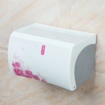 免打孔卫生间纸巾盒塑料厕所浴室防水手纸卷纸盒置物纸巾架抽纸盒(玫瑰之约)