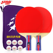 红双喜二星级乒乓球拍直拍套装对拍(附拍包乒乓球)T2006 国美超市甄选