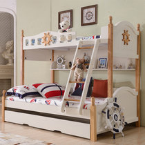 A家 家具 儿童床地中海上下床实木框架双层子母床高低小孩木床男孩女孩青少年(B款儿童床+梯柜 1.2*1.9米)