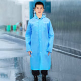 驰动成人雨衣半透明加厚蓝色 磨砂时尚雨衣非一次性雨衣男女士长款带帽