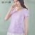 烟花烫WHY2018夏新款圆领套头修身显瘦时尚上衣女短袖T恤 半天星(紫色 S)