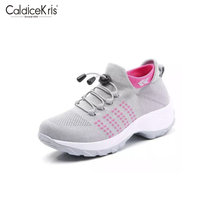 CaldiceKris（中国CK）休闲飞织系带妈妈鞋CK-X1855(浅灰色 39)