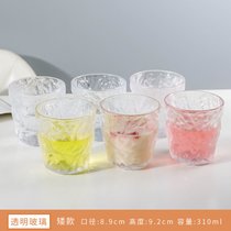 冰川纹玻璃杯可爱水杯家用咖啡杯网红ins风女生酒杯喝水杯子套装(冰川杯-6矮（透明款）)