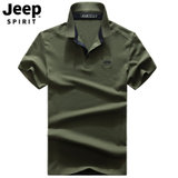吉普战车JEEP夏季新款短袖t恤中年男士翻领纯棉透气polo衫宽松上衣服(M-3XL)A9001(绿色 M)