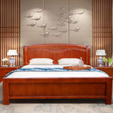 木巴现代简约实木双人床 橡胶木烤漆1.8米 卧室家具