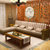 祥融 现代中式沙发橡胶木实木沙发茶几组合木质布艺坐垫大小户型客厅套房家具(胡桃色 三人位+贵妃)