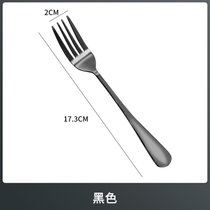 不锈钢勺子家用汤勺创意韩式餐勺咖啡甜品勺调羹长柄小汤匙西餐勺(黑色叉子 默认版本)