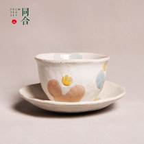 日本进口美浓烧抹茶茶碗 釉下彩手工制作茶杯椿碗