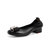 森达2021秋季新款商场同款气质蝴蝶结粗跟女奶奶鞋3WT01CQ1(38 黑色)