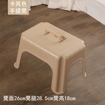 塑料凳子家用加厚小凳高凳板凳朔料登子经济型客厅椅子小号胶凳子(手提式小方凳-卡其色(高18cm） 默认版本)