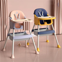 ALCOCO宝宝餐椅儿童饭桌可折叠多功能便携式家用婴儿吃饭椅子餐桌椅座椅蓝黄AD8936蓝 材质加厚 安全稳定
