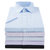 夏男式短袖纯白色修身职业衬衫免烫商务条纹工装衬衣(1011蓝色平纹 42)