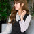 Mistletoe2017年女装韩版修身时尚拼接长袖衬衫连衣裙女(黑色 S)第2张高清大图