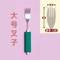 日本婴儿宝宝不锈钢软头勺子卧床病人老人可弯曲勺子防滑辅助餐具(大号叉子 默认版本)