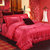 囍人坊 欧式全棉床品贡缎提花四件套婚庆四件套大红色床单被套纯棉(爱的传奇-砖红 1.5M-1.8M)