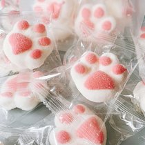 网红猫爪棉花糖散装发批年货糖果高颜值可爱卡通烘焙软糖儿童零食(粉红色猫爪棉花糖（30颗）散装)