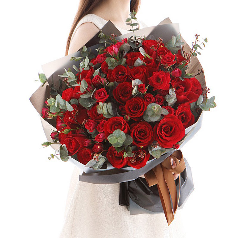 【鲜花猫】玫瑰花花束礼盒礼品鲜花520情人节母亲节礼物(33朵红玫爱
