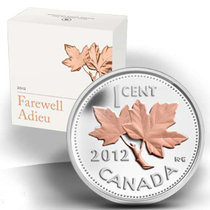 2012年加拿大发行“zui后的分币”镀金纪念银币