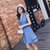 女夏季无袖荷叶边小香风V领连衣裙修身2018新款蓝色裙子(天蓝色(如图) XL)