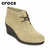 Crocs女鞋 卡骆驰时尚皮质纯色秋季蕾丽系带坡跟厚底靴|203419(棕褐色 36)