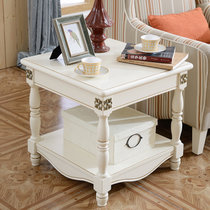 圣肯尼家具 简约美式边几 欧式沙发边几白色置物架角几 客厅小茶桌子(仿古白 8601角几)