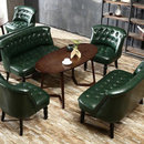 TIMI美式沙发 休闲沙发 简约沙发组合 单人双人三人沙发 客厅沙发组合 美式油蜡皮革沙发(墨绿色 三人沙发)